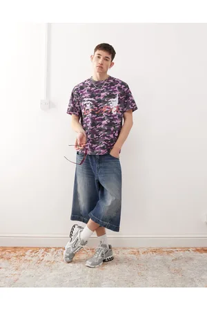 COLLUSION Purple camo skater boxy fit T-shirt with print