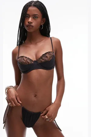 Frankies Bikinis X Bella Hadid leopard print contrast underwire bikini top in