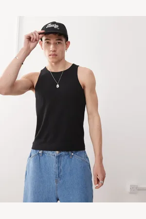Reclaimed Ribbed racer neck tank top in