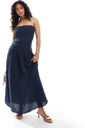 Pull&Bear Shirred maxi dress in