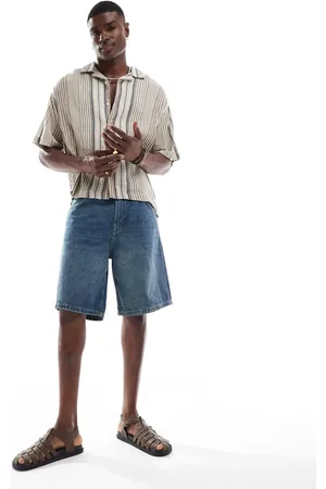 Pull&Bear Baggy denim shorts in washed