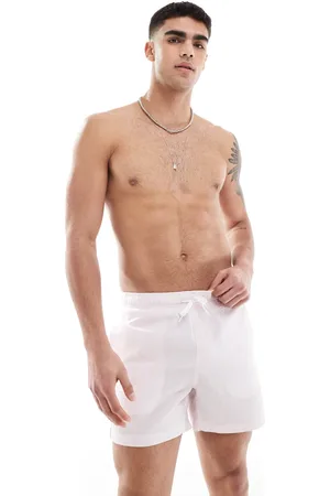 Only & Sons Seersucker swim shorts in pale pink stripes