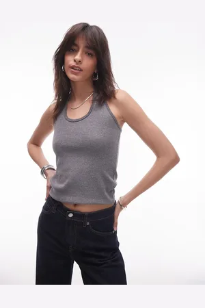 Topshop Ribbed halter top in heather