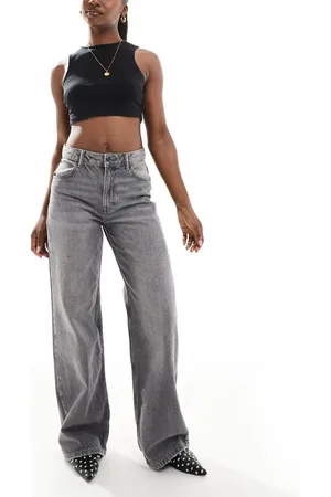 Pull&Bear High rise wide leg jean in dark