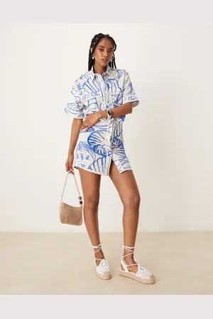 ASOS Shirt mini dress with oversized pockets in print