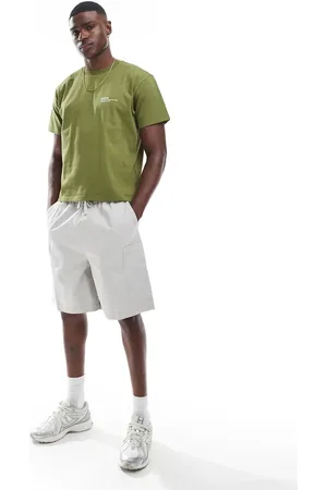 ASOS Mid length cargo jorts with patch detail in stone
