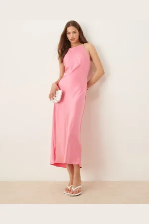 Gina Tricot High neck satin midi dress in
