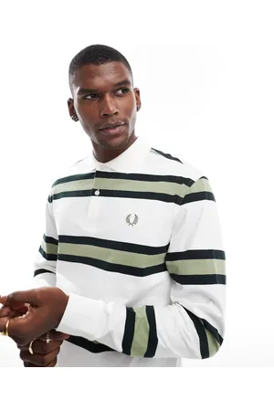 Fred Perry Jersey rugby shirt in light ecru stripe