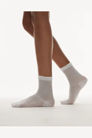 Topshop Sheer ribbed socks in white
