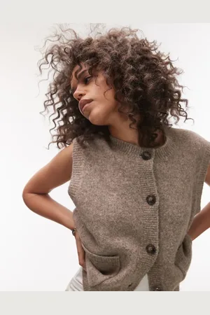 Topshop Knit oversized crew pocket vest in