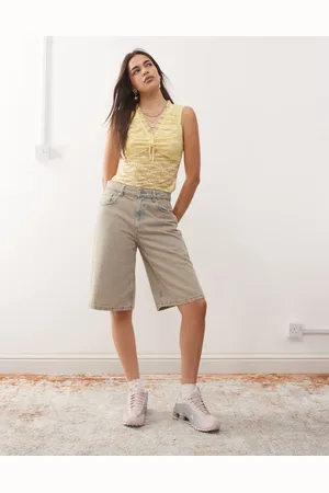 Reclaimed Lace tie detail tank in butter yellow