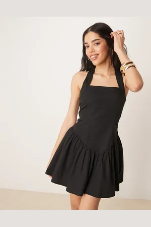 ASOS Halter mini dress with ruffle hem in