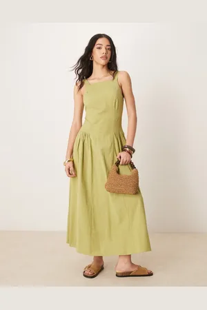 ASOS Square neck dropped waist midi dress in