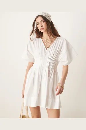ASOS V-neck short sleeve mini dress with narrow pintucks in