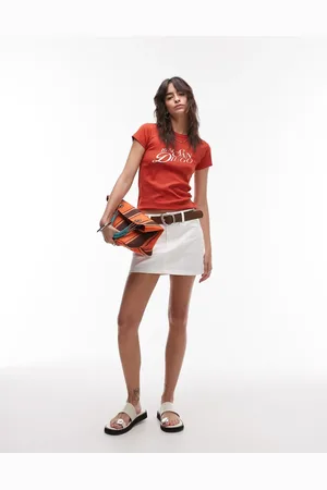 Topshop Denim mini pelmet skirt in bone