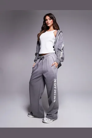Good For Nothing Motif panel detail relaxed straight leg sweatpants in charcoal - part of a set