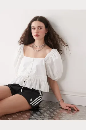 Monki Puff sleeve milkmaid peplum blouse in