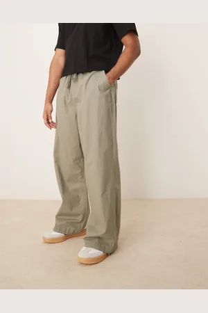 ASOS Linen blend parachute pants in khaki