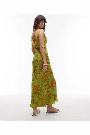 Topshop Built up double layered cowl neck maxi dress in floral