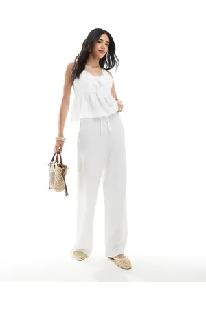 Miss Selfridge Textured jersey straight leg pants in ecru - part of a set