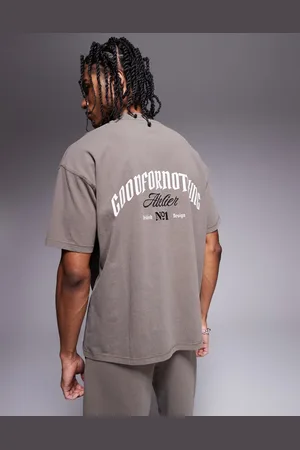 Good For Nothing Back print logo T-shirt in taupe - part of a set