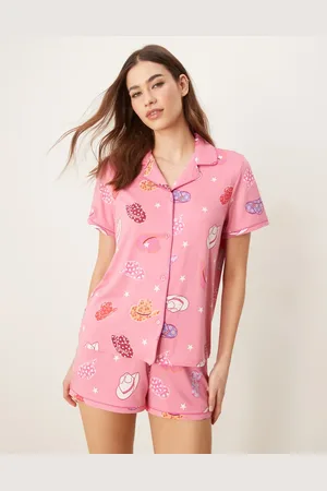 Urban Threads Revere pajama short sleeve shirt and shorts in cowboy hat print