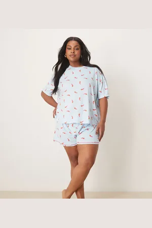 Urban Threads Curve oversized pajama top and shorts in chili print