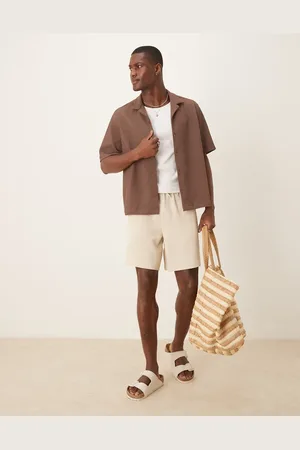 ASOS Mid length waffle shorts in ecru