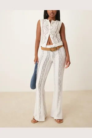 ASOS Extreme flare textured straight leg pants in