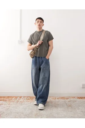 Reclaimed Slim cropped boxy T-shirt in khaki