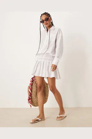 ASOS Blouson shirt mini dress with dropped waist in