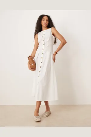 ASOS Slash neck button down midi vest dress in