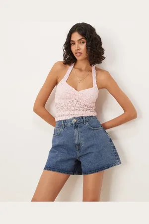 ASOS Denim longline A line shorts in mid