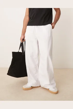 ASOS Linen blend parachute pants in white