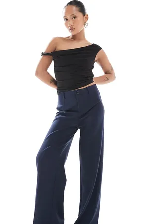 Bershka Petite tailored pants in navy