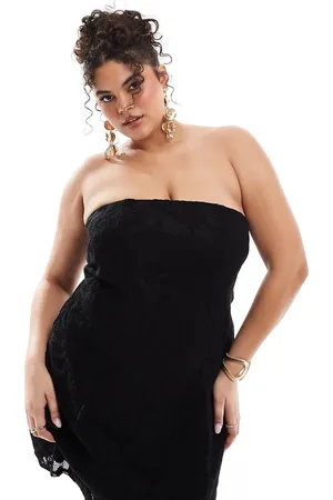 ASOS ASOS DESIGN Curve structured bandeau mini dress with lace overlay in