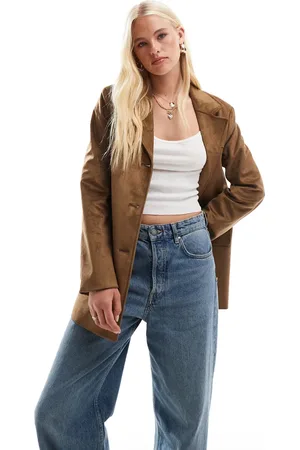 ONLY Faux suede blazer coat in light