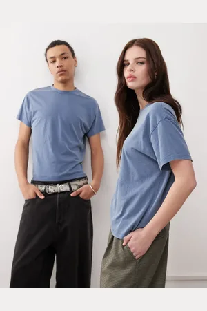 Reclaimed Unisex slim cropped boxy T-shirt in washed