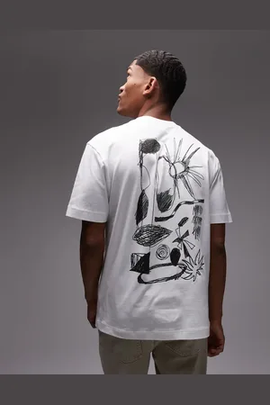 Topman Premium oversized fit T-shirt with front and back abstract scribble raised print and applique in