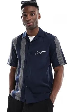 Only & Sons Embroidered shirt in navy