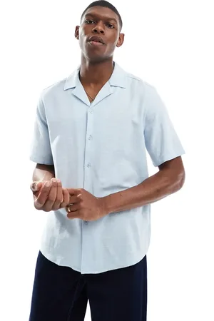 Only & Sons Boxy fit revere collar shirt in light