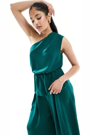 ASOS One-shoulder top with tie in dark - part of a set