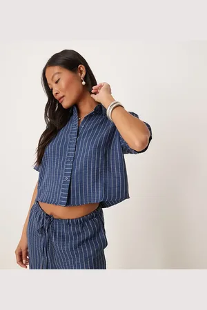 JDY Lightweight boxy shirt in dark stripes - part of a set