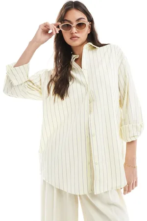 Pull&Bear Oversized contrast striped shirt in