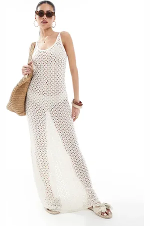 ONLY Crochet maxi dress in beige