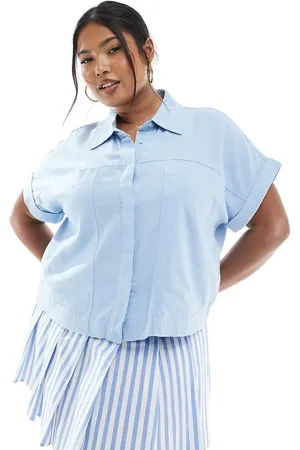 ONLY Short sleeve boxy shirt in light