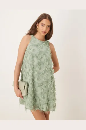Y.A.S Textured racer neck mini dress in iceberg