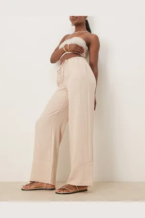JDY Wide leg pants in beige stripes
