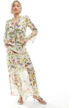 French Connection Hallie maxi skirt in white floral print - part of a set
