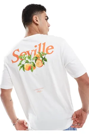 Only & Sons Oversized fit t-shirt with Seville back print in white